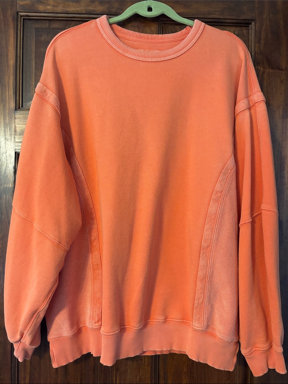 aerie Oversized Cotton Blend Orange Crewneck Sweatshirt S